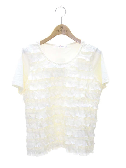 ギャラリービスコンティ 1130741 Tシャツ 3 アイボリー フリル レース パール ITKX6U5BNX8O