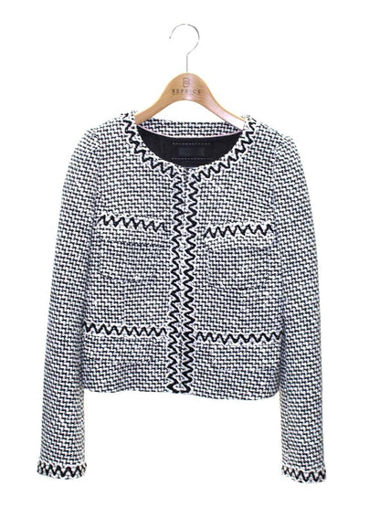 トゥービーシック LINTON W5E53-841-05 ノーカラージャケット 40 ホワイト リントン ツイード ITHS2S7HXD20