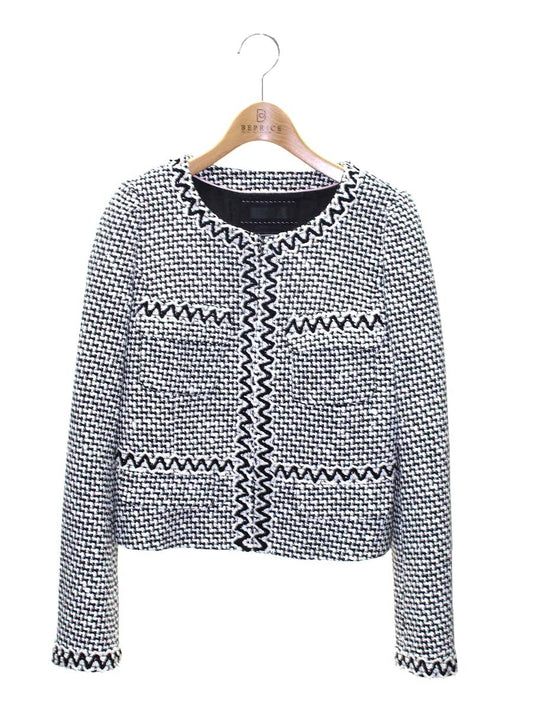 トゥービーシック LINTON W5E53-841-05 ノーカラージャケット 40 ホワイト リントン ツイード ITHS2S7HXD20