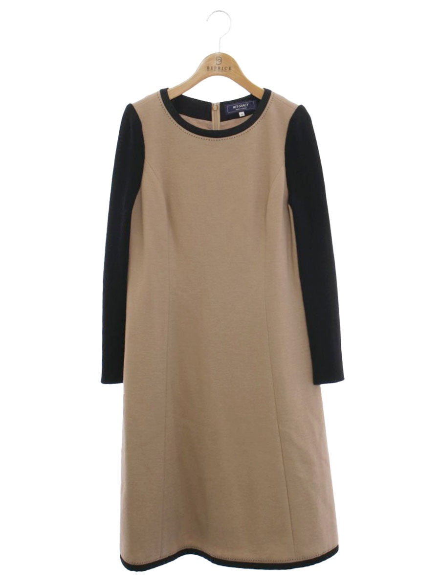 エムズグレイシー 011547 ワンピース 40 ブラウン ステッチ バイカラー ITPK2AY49GRP
