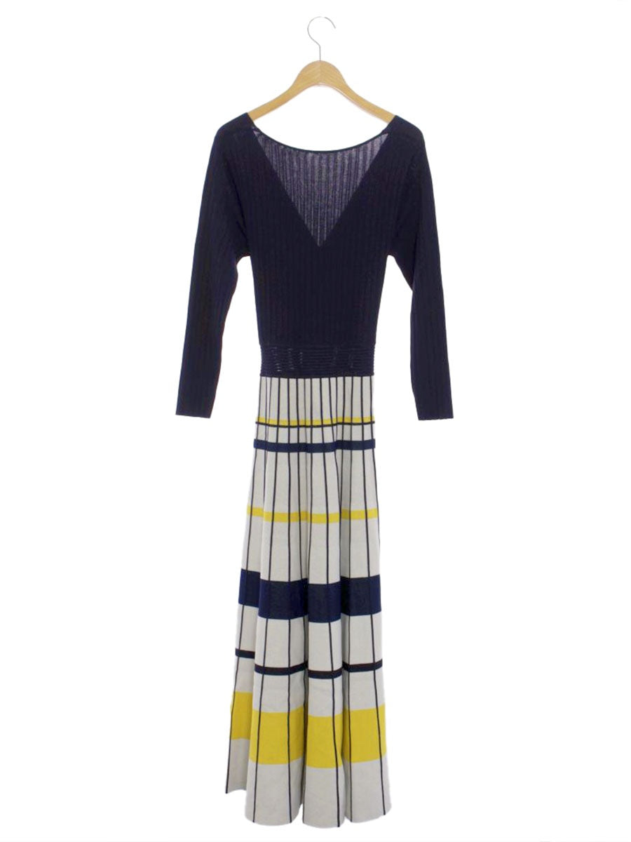 ダイアグラム 39133106-0 ワンピース 36 ネイビー カシュクール ニット IT1FUPB2S6ET