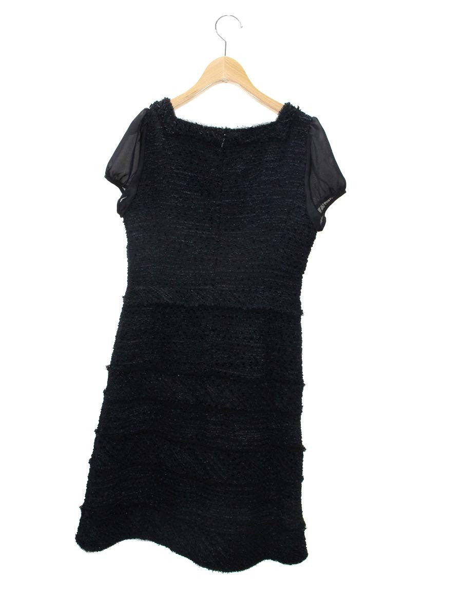 トゥービーシック UME89-939-09 ワンピース 40 ネイビーブラック ティアード ツイード ITBLVOHJPWC8