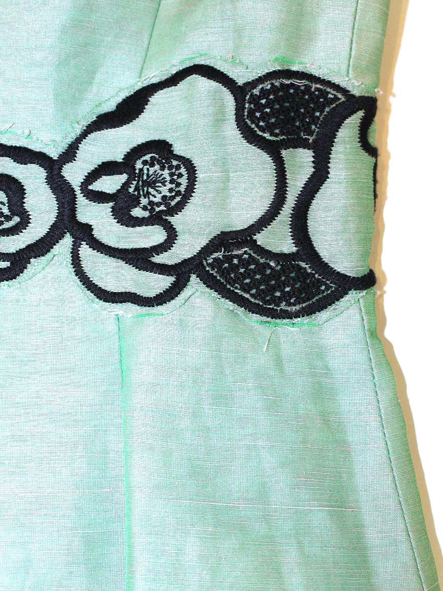 ヴィヴィアンタム 015-142355 ワンピース 0 グリーン 刺繍 リネン シルク IT05AN2L94UG