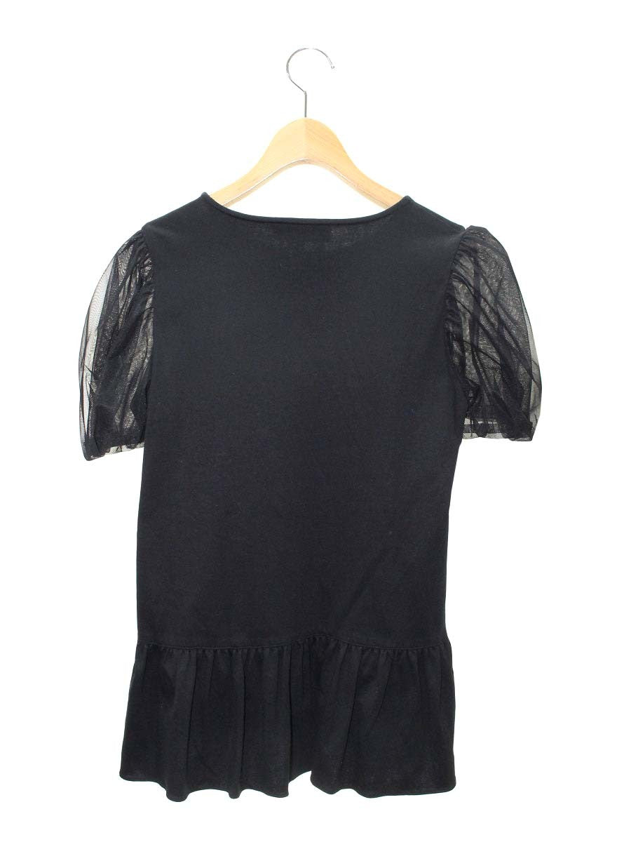 エムズグレイシー 515315 カットソー 40 ブラック リボン パフスリーブ IT6X46UL264G