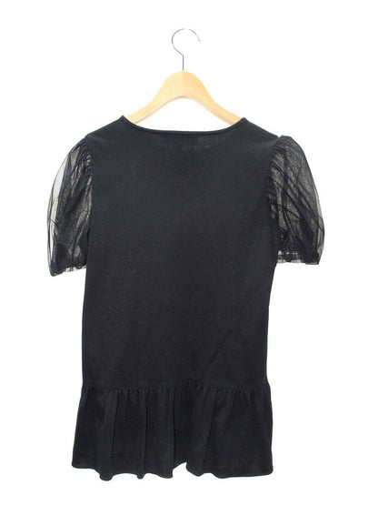 エムズグレイシー 515315 カットソー 40 ブラック リボン パフスリーブ IT6X46UL264G