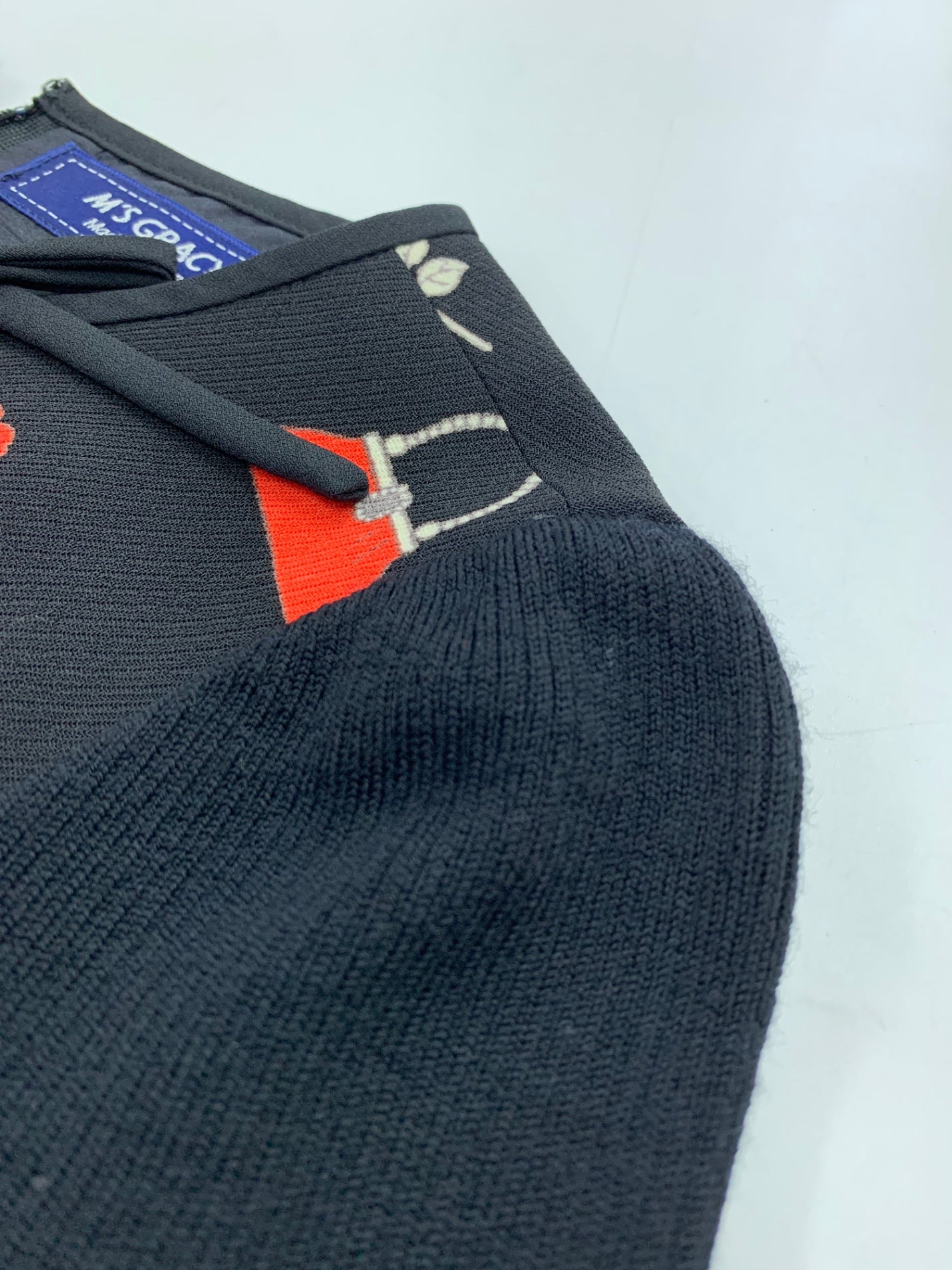 エムズグレイシー 111704 ワンピース 38 ブラック リボン アイコンモチーフ IT6I5H4SP72G