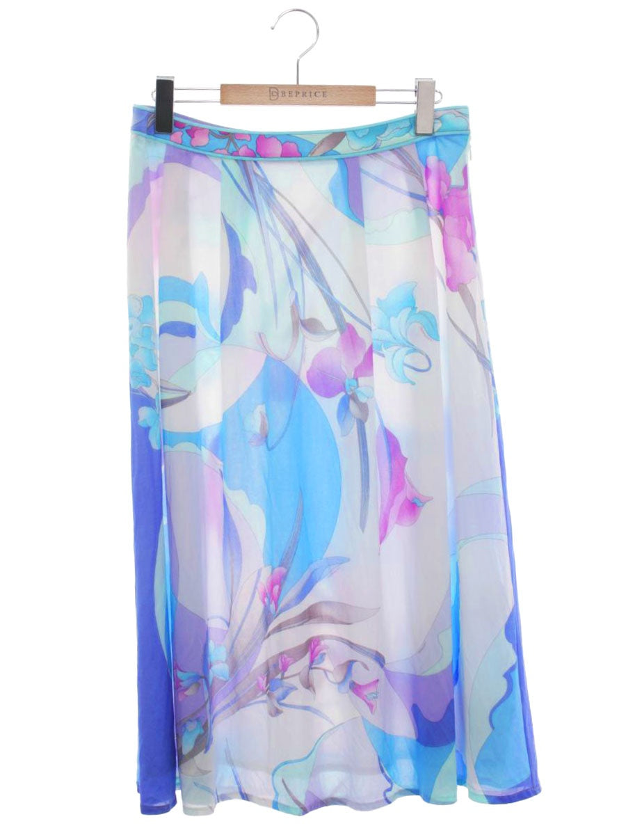 レオナールファッション 0172502 スカート 73 花柄 ブルー マルチカラー ITK9CHCXFZOL