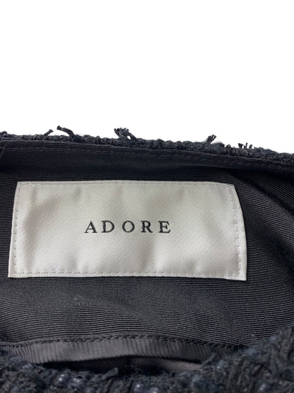 アドーア ペーパーヤーンツイードノーカラージャケット 531-0150029 36 ブラック ITI51J2EXKPG