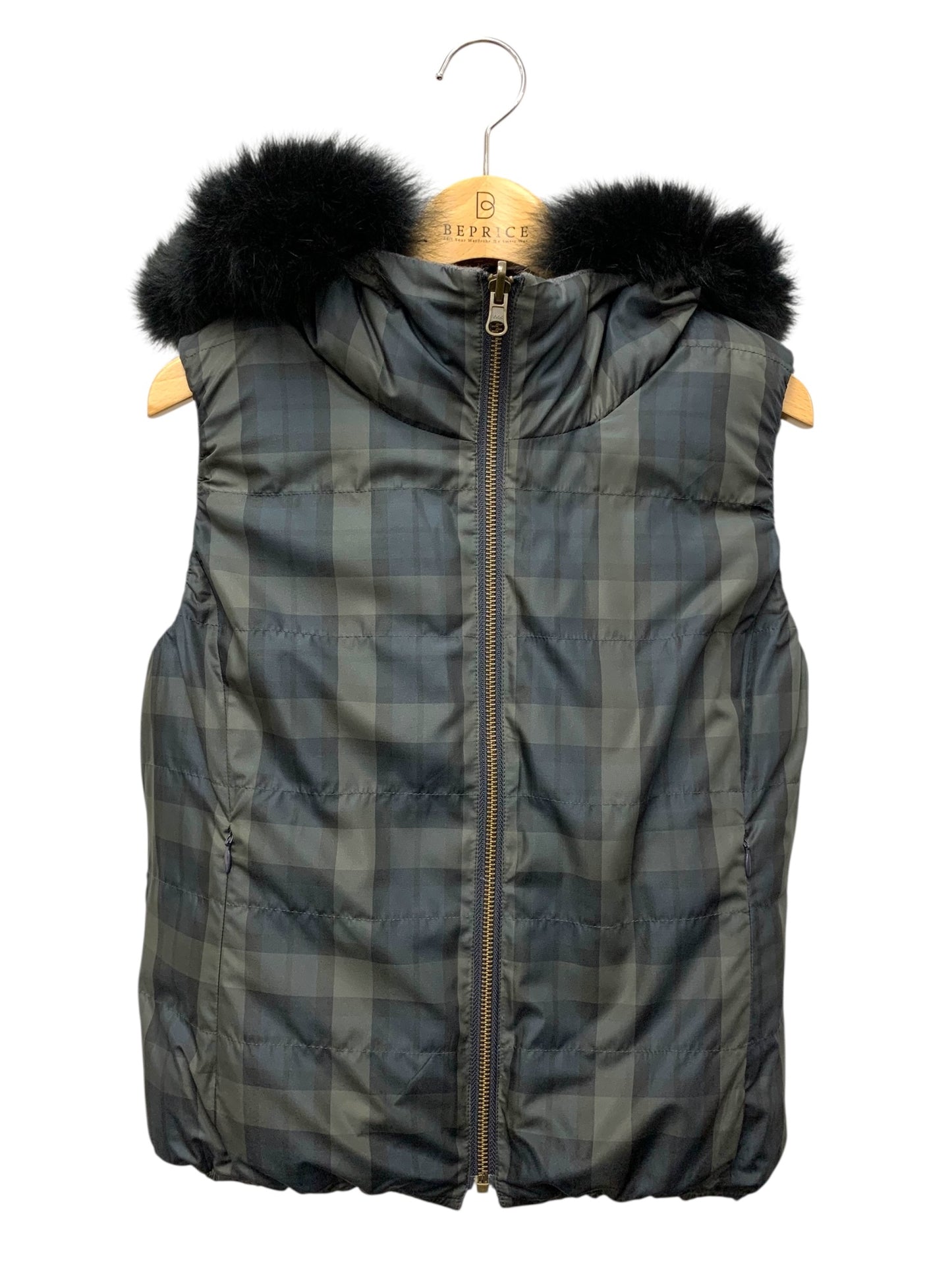 アナイ 17327-01-92-360 ダウンベスト 36 グレー リバーシブル フォックスファー IT7X7G92XESG