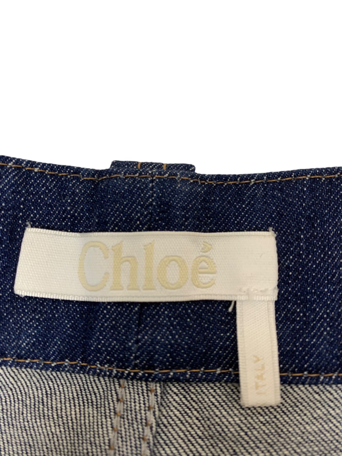 クロエ CHC19WDP0215299L38 デニムパンツ 38 ブルー プリーツポケット ロールアップ IT6DMS6ZPVTW 【SALE】