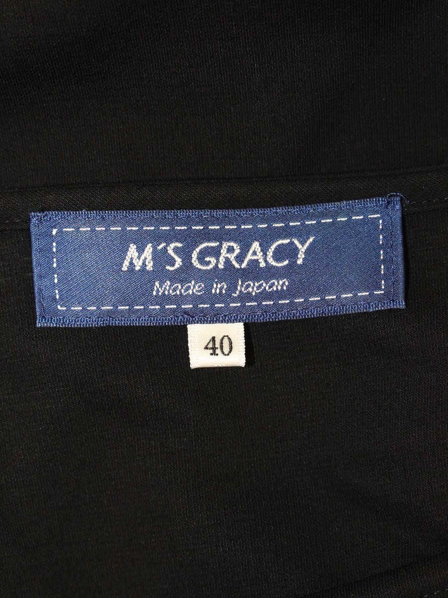 エムズグレイシー 015108 Tシャツ カットソー 40 ブラック 肩リボン IT3BH81JLMPT