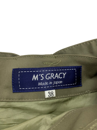 エムズグレイシー 117102 スカート 38 カーキ フレア ベルト付き IT3T1NEDTEG6