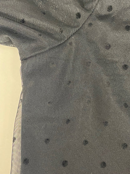エムズグレイシー Tulle Blouse 010112 Tシャツ カットソー 38 ブラック ベロア ドット柄 IT6AXPCSW8G8 【SALE】