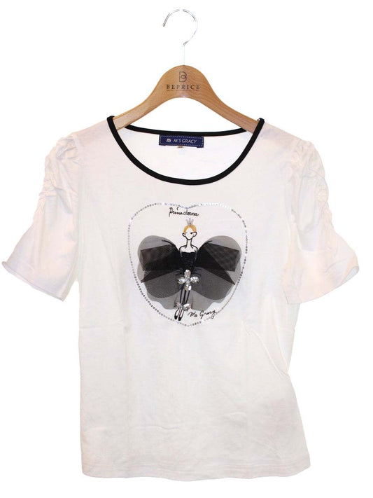 エムズグレイシー 325304 Tシャツ 38 ホワイト プリマドンナ スパンコール ITD1G3OO9P44