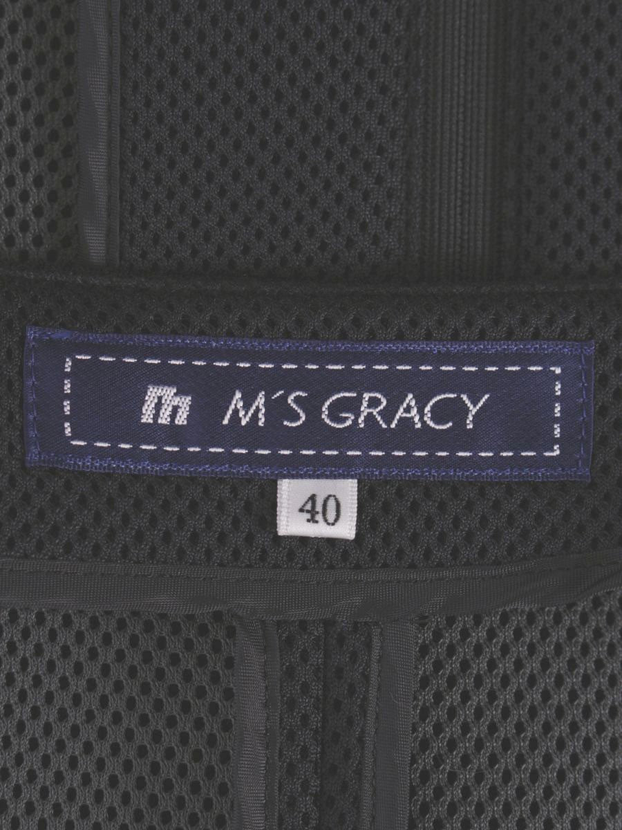 エムズグレイシー 624104 ジャケット 40 ネイビー ノーカラー ジップアップ IT9QMVXGDI7K