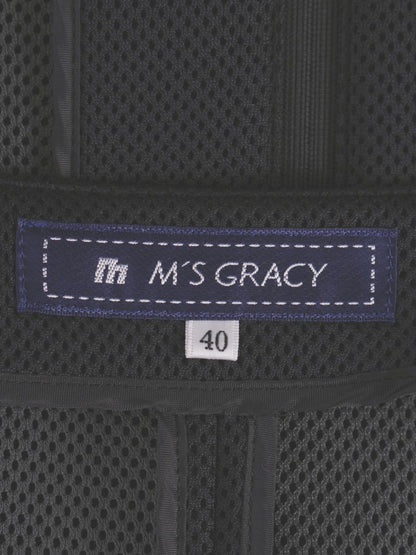 エムズグレイシー 624104 ジャケット 40 ネイビー ノーカラー ジップアップ IT9QMVXGDI7K