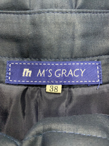 エムズグレイシー 927345 スカート 38 ネイビー タックフレア IT2Y8O75B23C 【SALE】