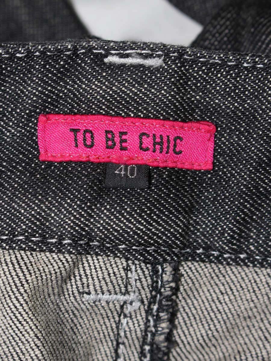 トゥービーシック W5R01-410-09 デニムパンツ 40 ブラック スパンコール フラワー フレア IT7Z9KBWCLJ4