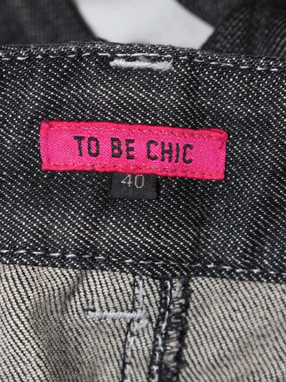 トゥービーシック W5R01-410-09 デニムパンツ 40 ブラック スパンコール フラワー フレア IT7Z9KBWCLJ4