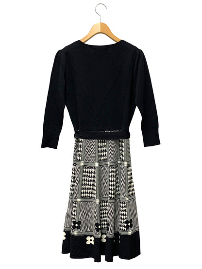 エムズグレイシー CheckｘFlower Knit One-piece 918525 ワンピース 38 ブラック ITKZIWFOZ9HW