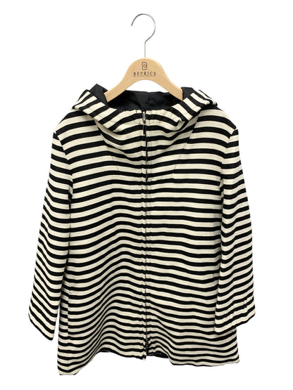 エスマックスマーラ コート 42 ブラック ストライプ リバーシブル ラメ フード ITW11WR4BDPH