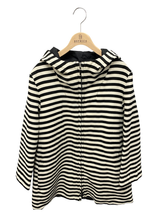 エスマックスマーラ コート 42 ブラック ストライプ リバーシブル ラメ フード ITW11WR4BDPH