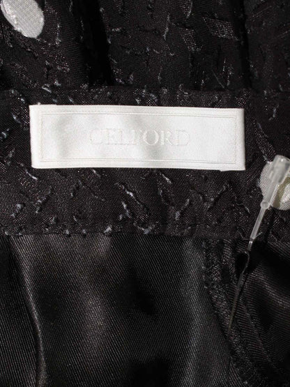 セルフォード カットジャガードプリントタックスカート CWFS244088 38 ブラック ドット IT5AA8JGBMRG