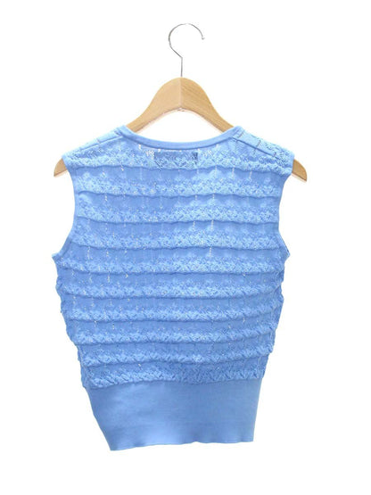 エムズグレイシー 118137 ニット セーター 38 ブルー レース編み ベスト IT4MXQ6KGIUT