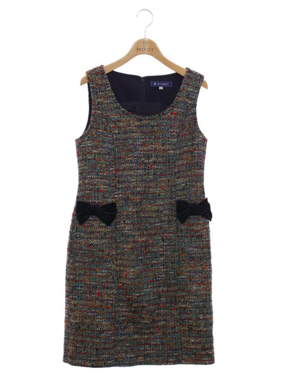 エムズグレイシー 221711 ワンピース 38 マルチカラー ツイード リボン ITHTCXQQJTP4