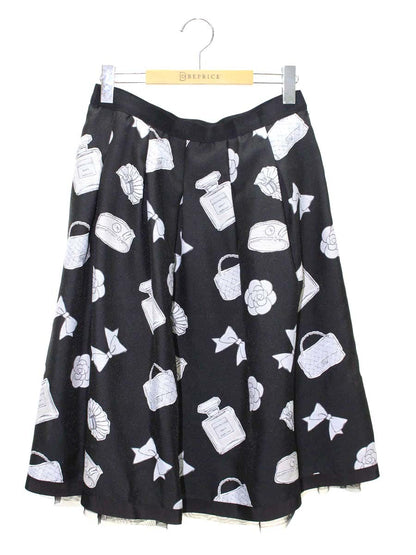 エムズグレイシー 117322 スカート 42 ブラック フラワーモチーフ ITECK5GPVE6O