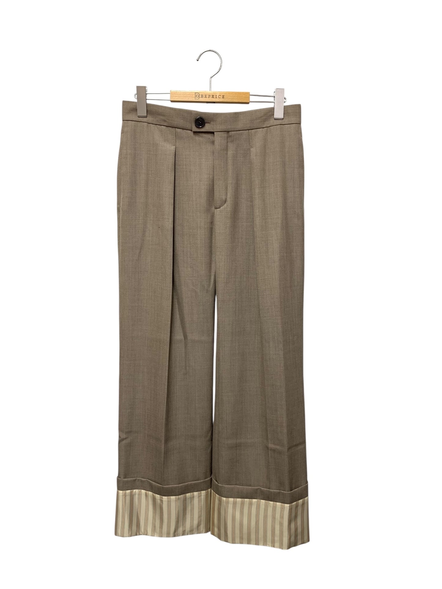 クロエ CHC20SPA2806023E36 パンツ 36 ブラウン ストライプ ロールアップ タック ITUZWM2N7BHQ 【SALE】