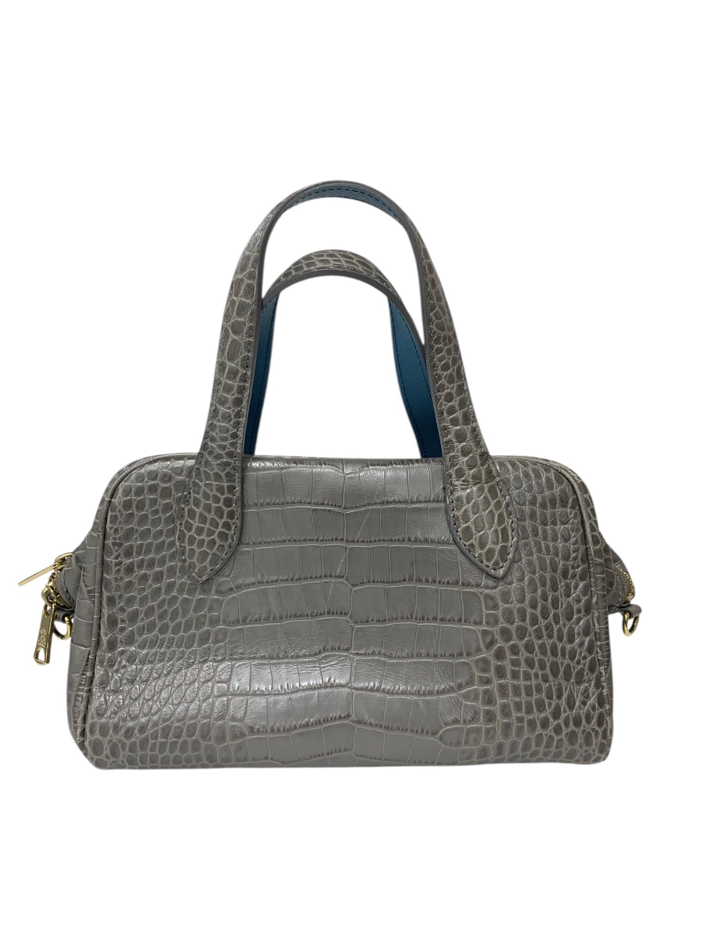 エーディーエムジェイ ハンドバッグ グレー ミニ ショルダー 2way クロコ型押し レザー ITDDE0NB8LBR