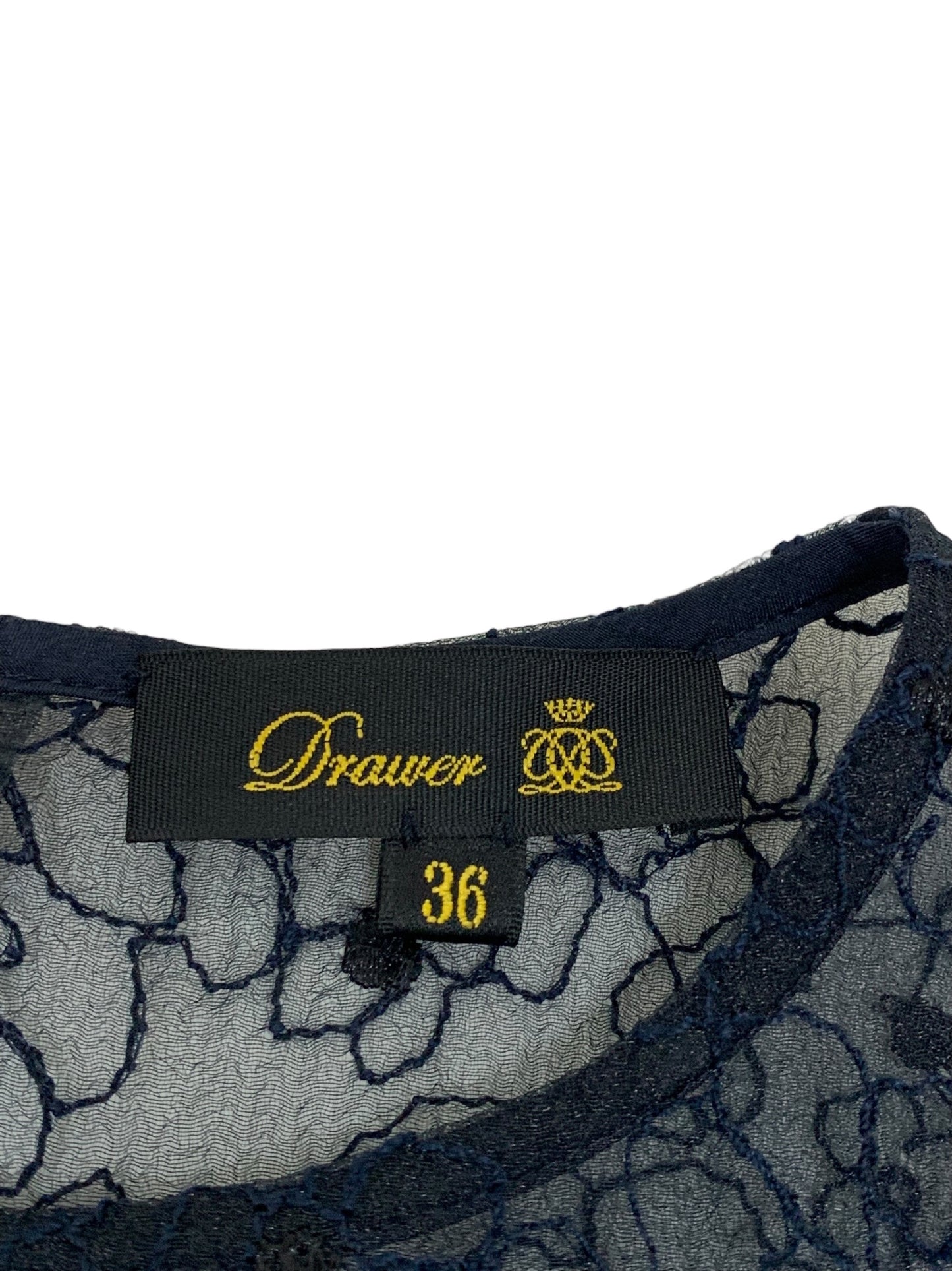 ドゥロワー Drawer 総レース トップス ブラウス ネイビー 36 ITVRZH4E8V80