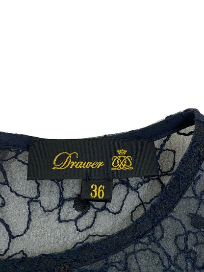 ドゥロワー Drawer 総レース トップス ブラウス ネイビー 36 ITVRZH4E8V80