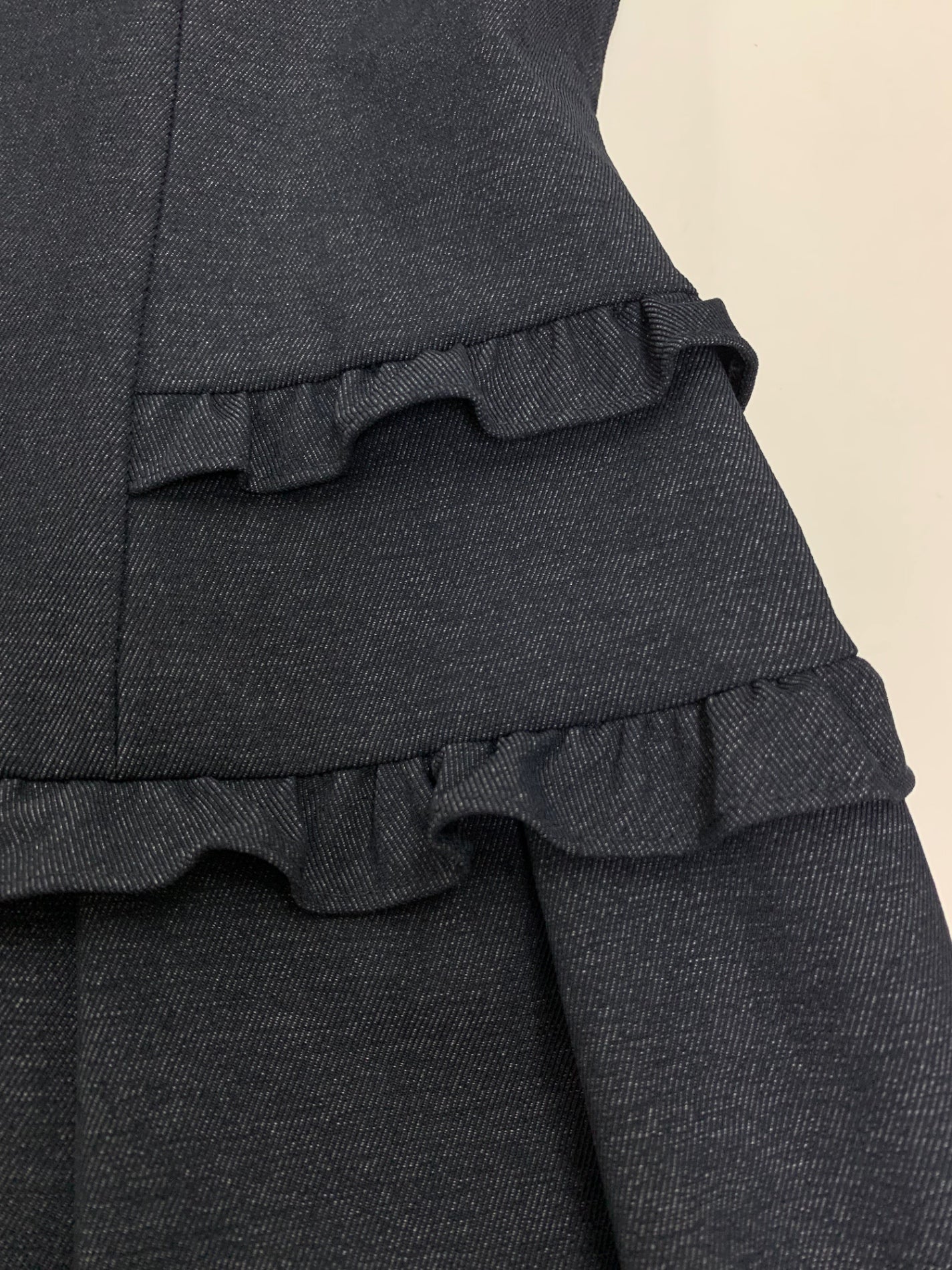 ルネ basic Denim Dress Double Frills 5826040 ワンピース 38 ネイビー デニム フリル ITQ9A0KAMDD4