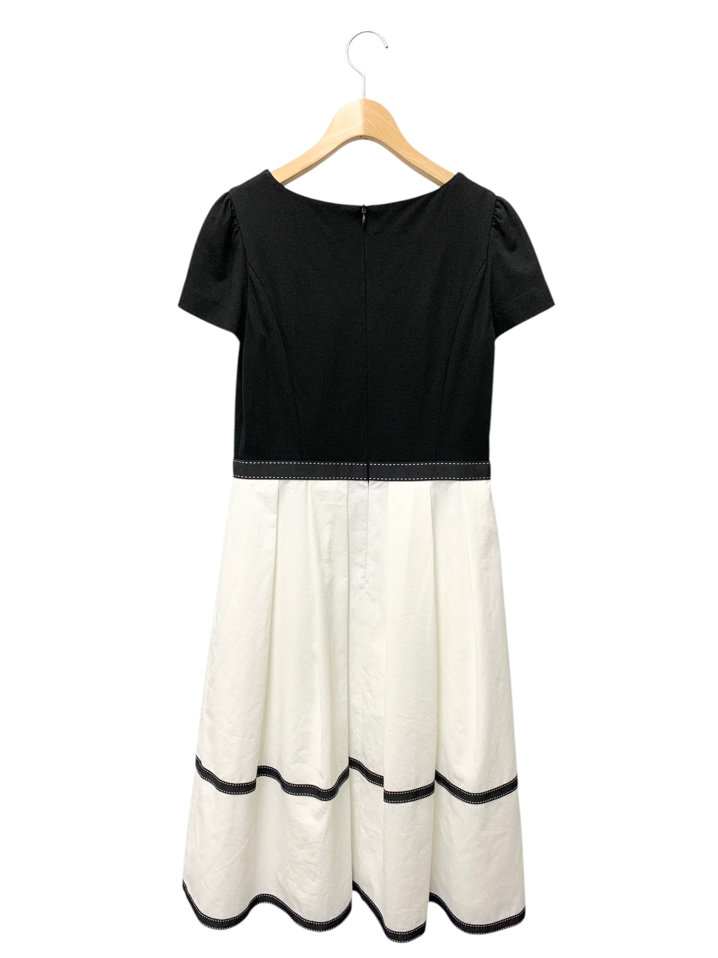 エムズグレイシー ステッチ入りテープ付きコンビ 511127 ワンピース 38 ブラック 切替 IT6ACQ3RGS07