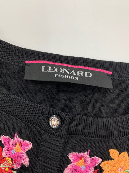 レオナールファッション 0377743 カーディガン 38 ブラック 立体 刺繍 ビジュー ITKNF4DJK3OC