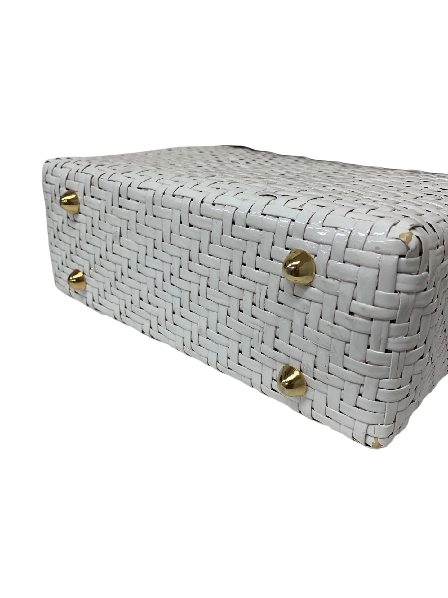 フォクシーブティック ハンドバッグ ホワイト カゴ スクエア リボン IT1NOZHY2BCI