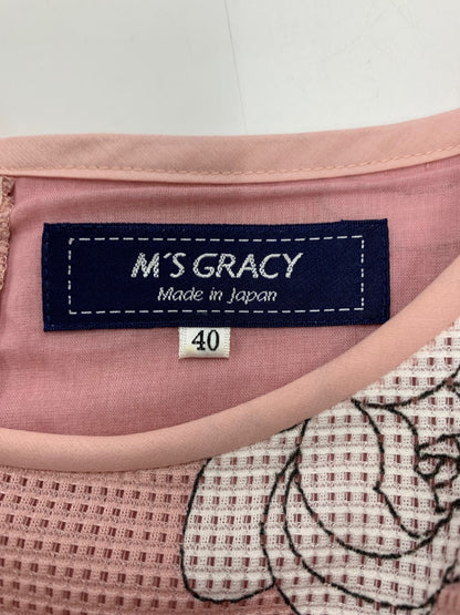 エムズグレイシー フラワープリントメッシュドレス 111301 ワンピース 40 ピンク ITHM7RON6M50