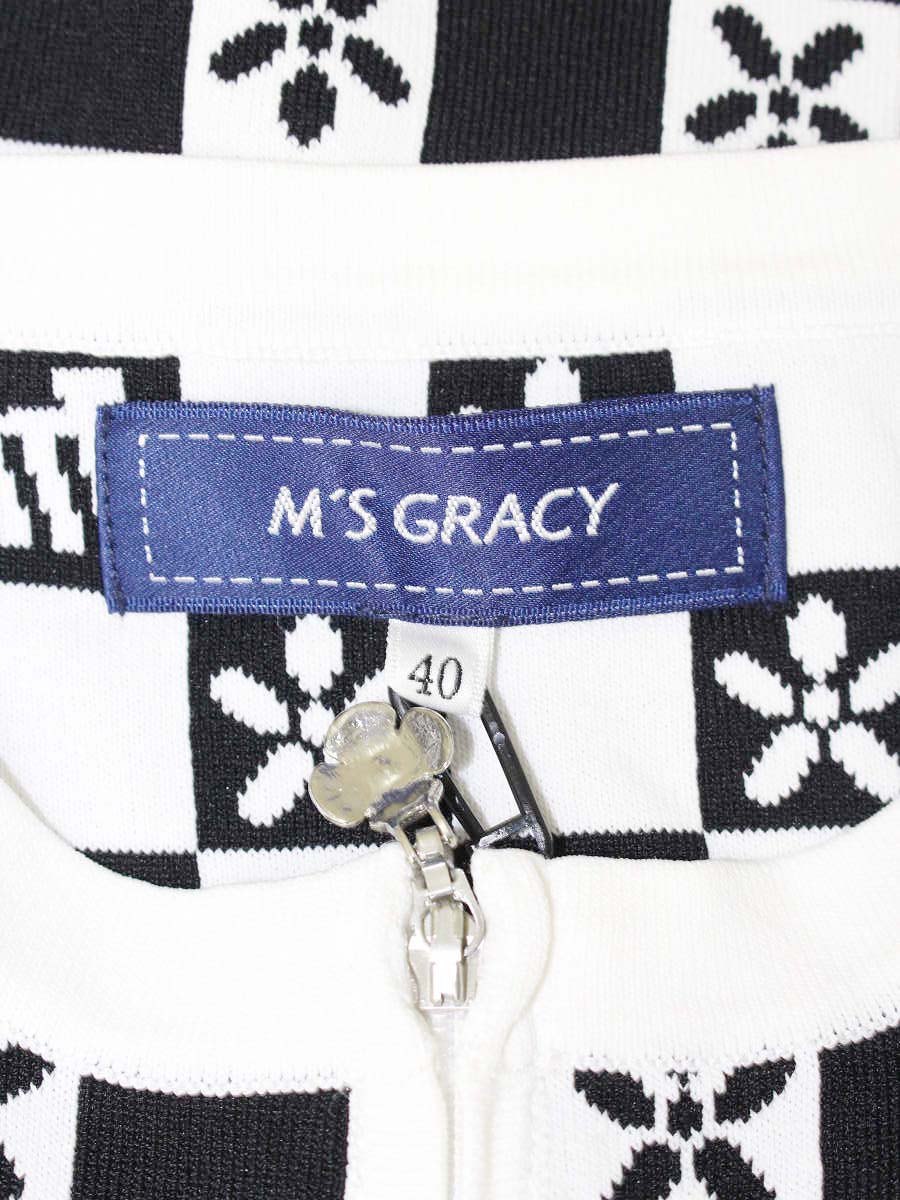 エムズグレイシー Monogram Cardigan 818529 カーディガン 40 ブラック ITDM5NOTY5IS