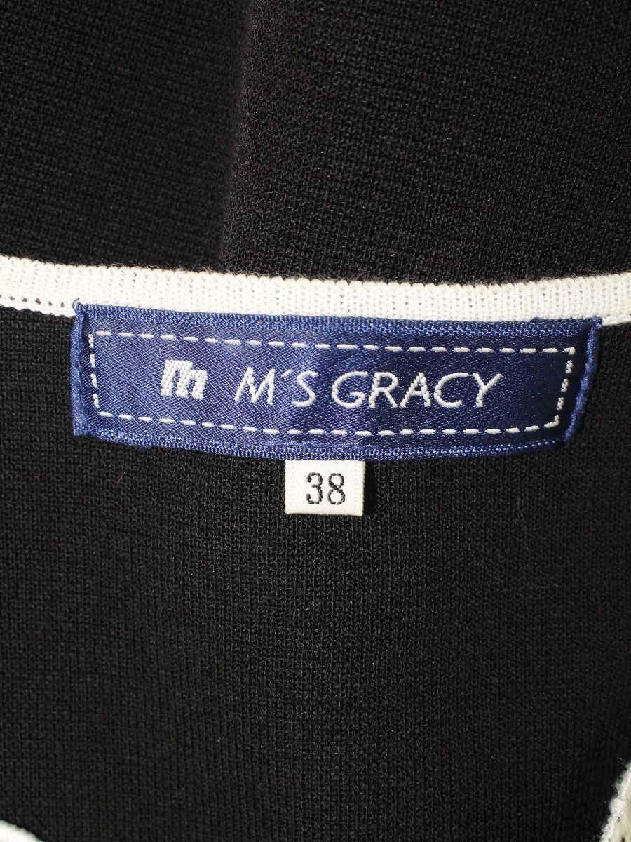 エムズグレイシー 728103 カーディガン 38 ブラック カメリアジップ IT1VS36FEY84
