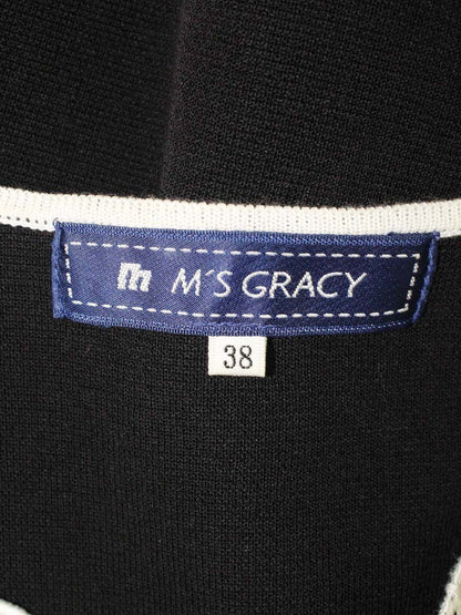 エムズグレイシー 728103 カーディガン 38 ブラック カメリアジップ IT1VS36FEY84