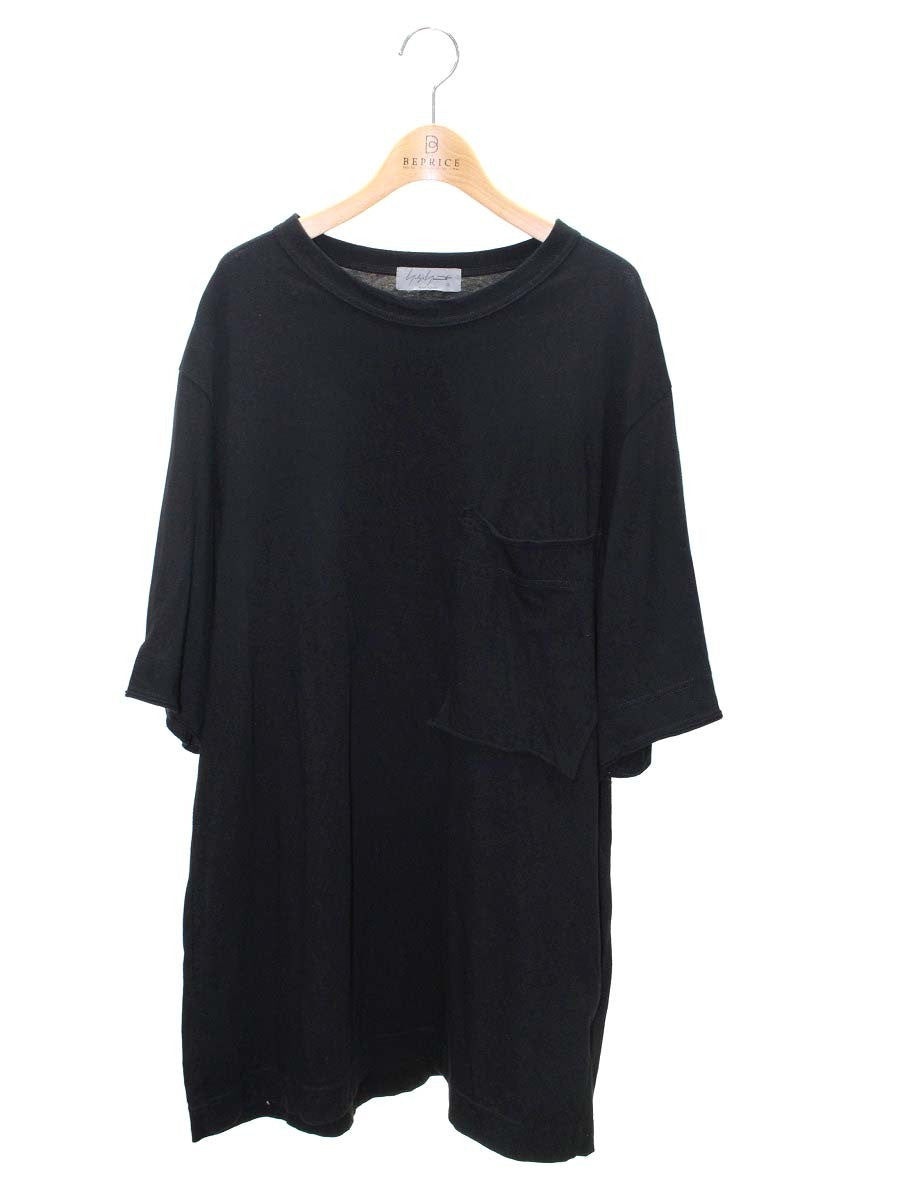 ヨウジヤマモト HS-T84-087 Tシャツ 3 ブラック パッチポケット オーバーサイズ ITX9VDJPZQOO