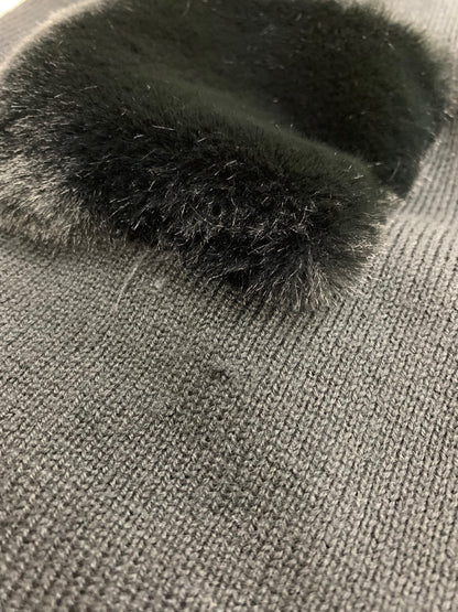 エムズグレイシー 096505 ポンチョ F ブラック フェイクファー付き ニット フーディ IT1W897EEU1W