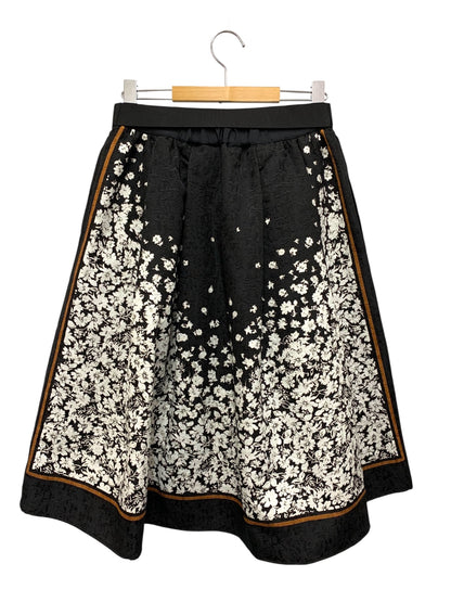エムズグレイシー 217615 スカート 40 ブラック 小花柄 パネルプリント IT5MGOXTZNMA