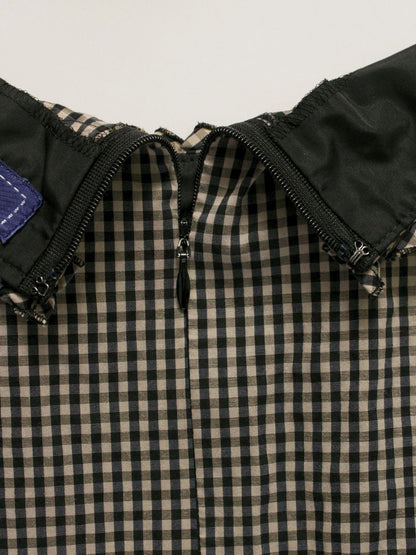 エムズグレイシー 421344 ワンピース 38 ベージュ/ブラック ギンガムチェック バックジップ ITJMYD3KLCPS