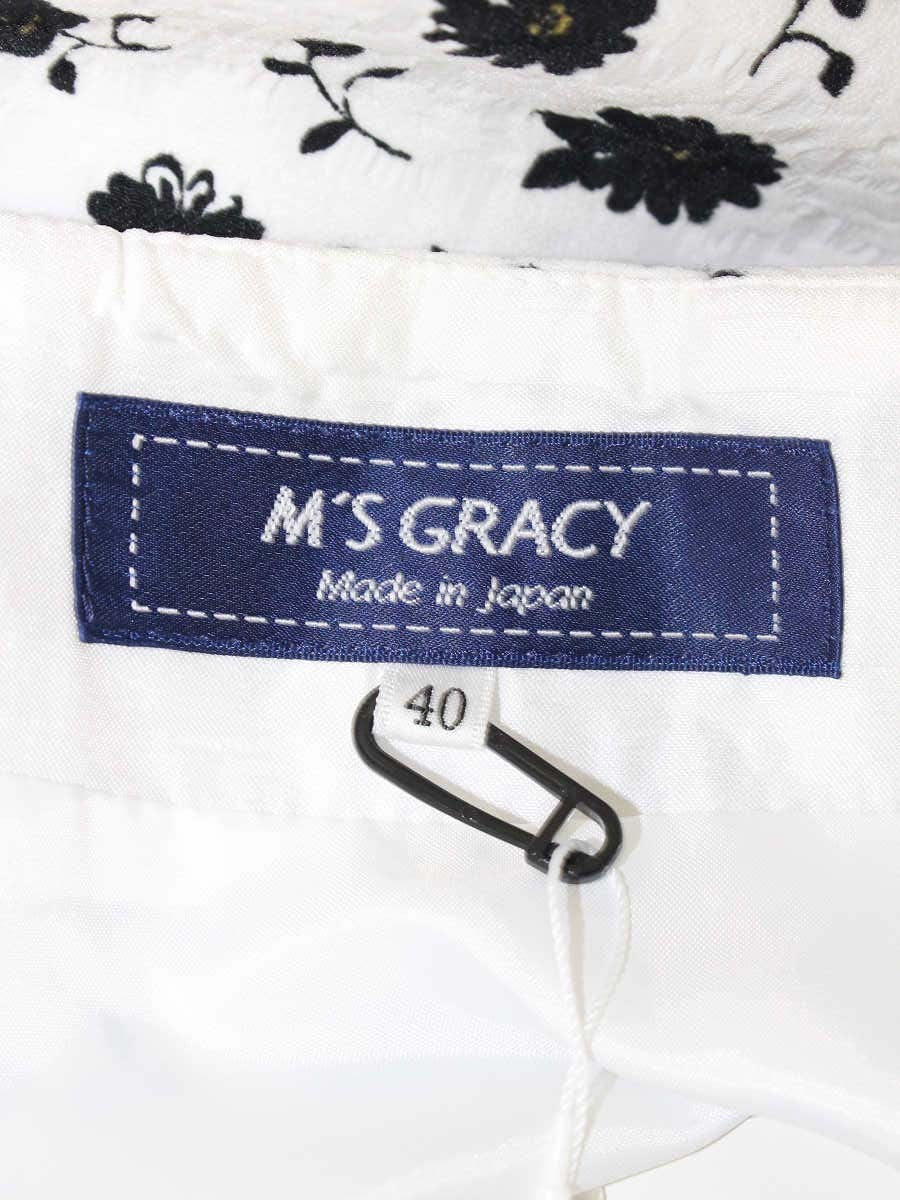 エムズグレイシー 317338 スカート 40 ホワイト フラワー ITG6V5E7ZAYA