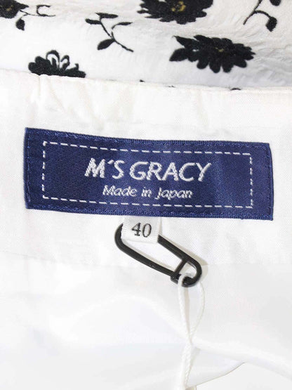 エムズグレイシー 317338 スカート 40 ホワイト フラワー ITG6V5E7ZAYA