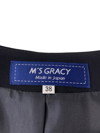 エムズグレイシー 414106 ノーカラージャケット 38 ブラック ティアード ITEV6LXH2XCG