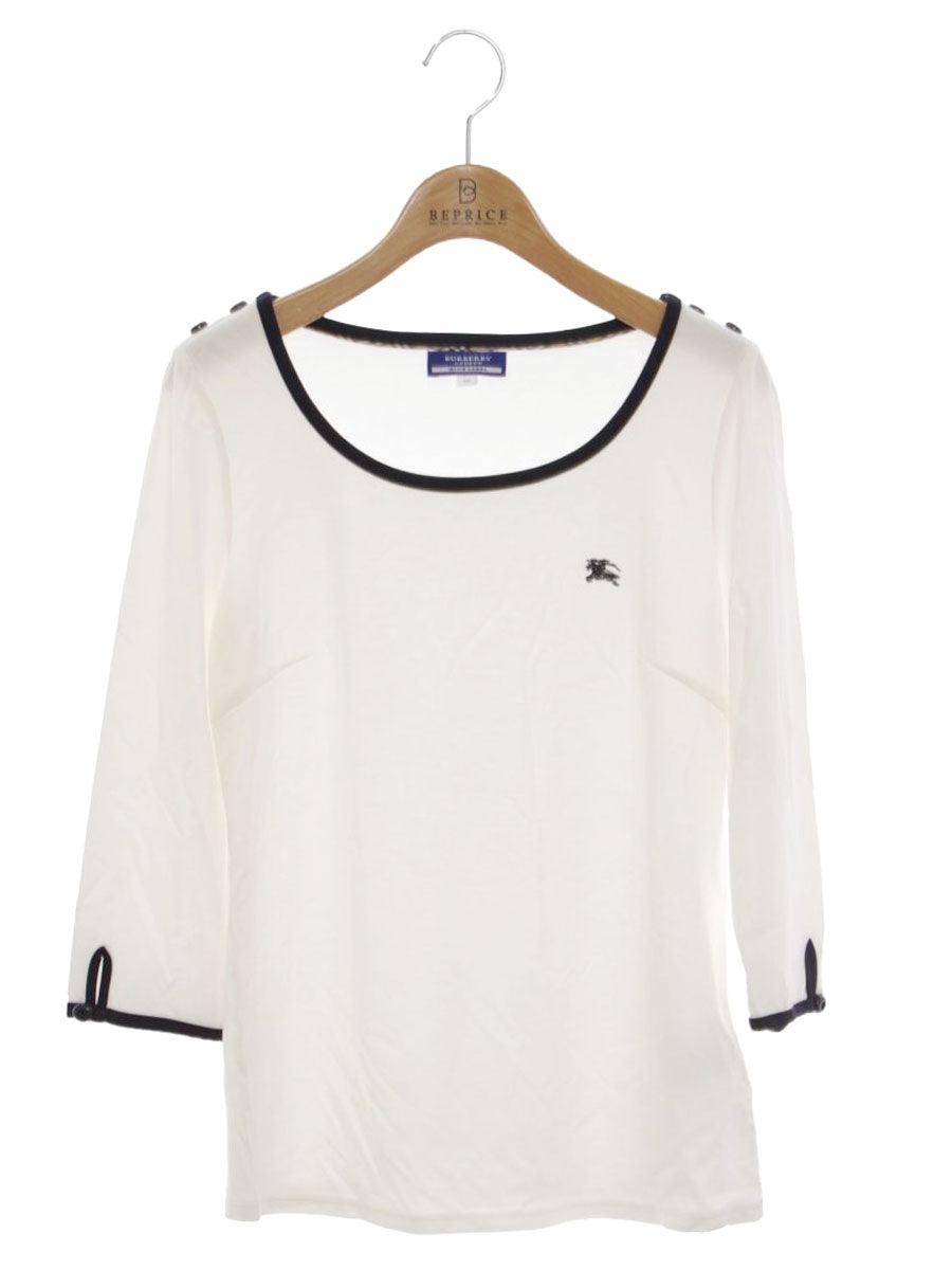 バーバリーブルーレーベル E1P75-550-02 カットソー 38 ホワイト ストレッチ ロゴ IT92214IR6AS